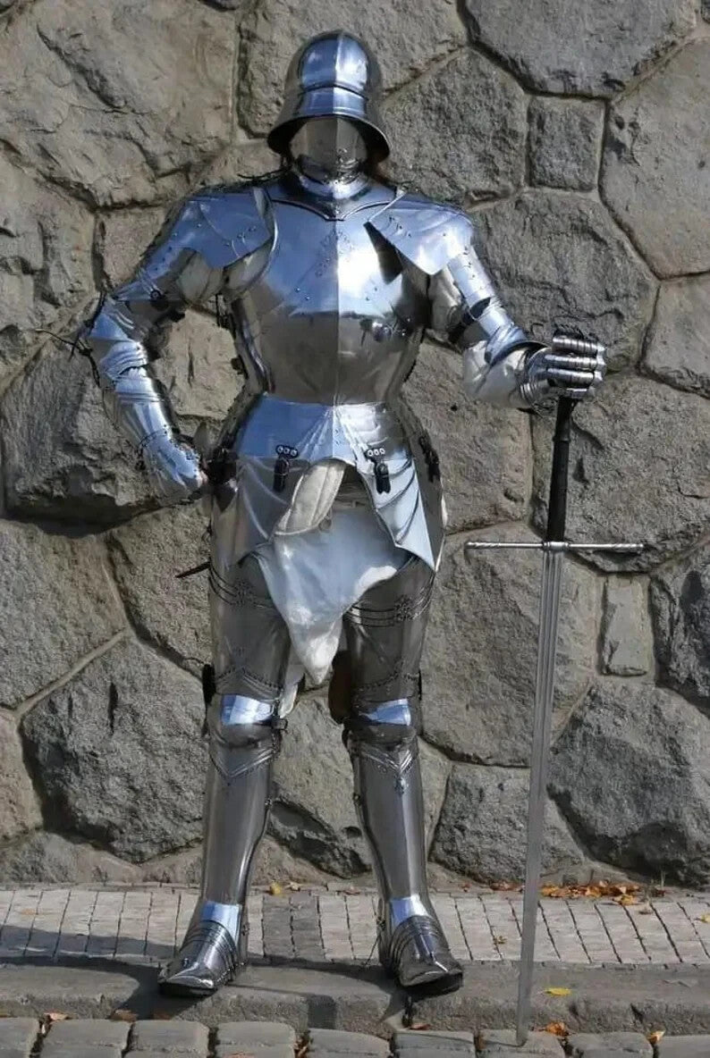 Front view of Medieval Gothic Knight Armor – Full Body Wearable Suit by Artisans Hub
