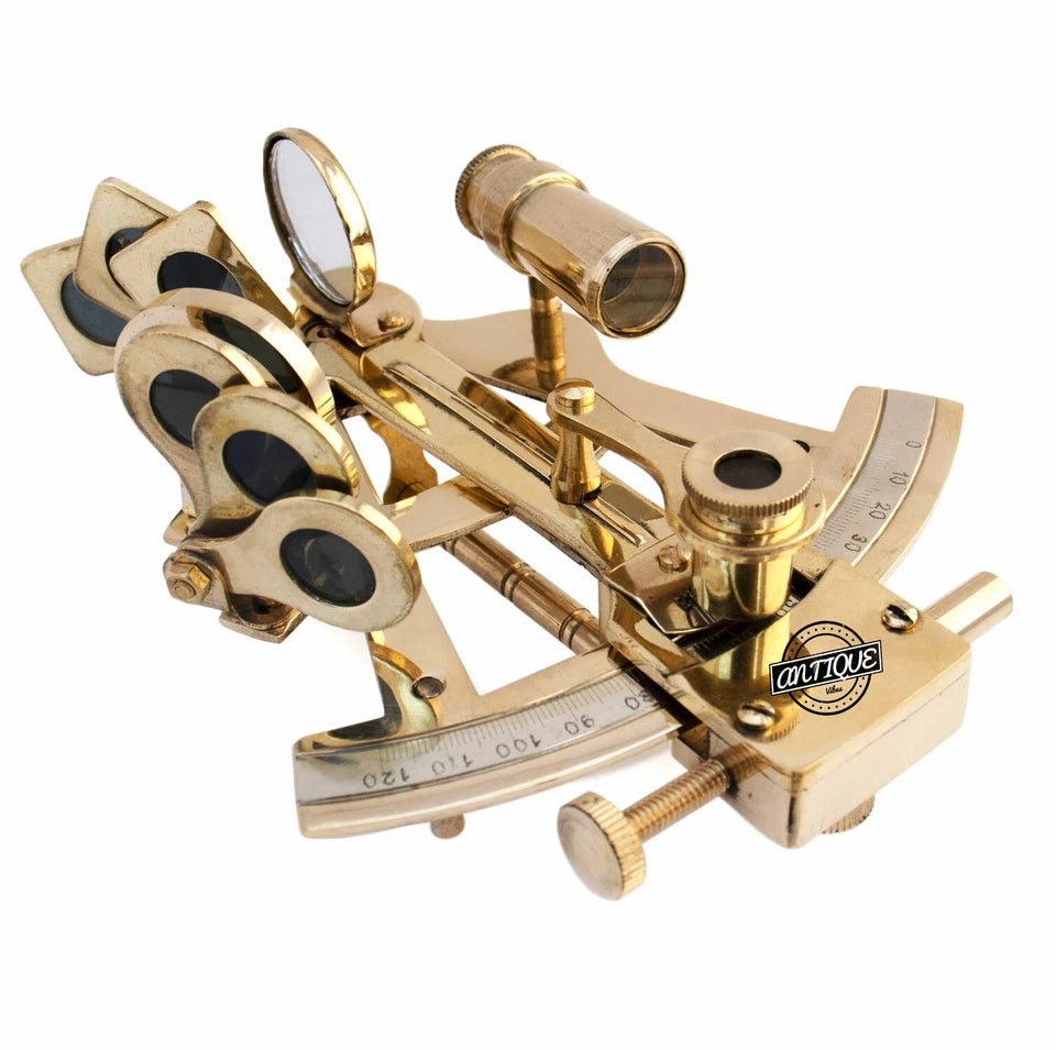 Gold sextant with 'Antique' label on a white background