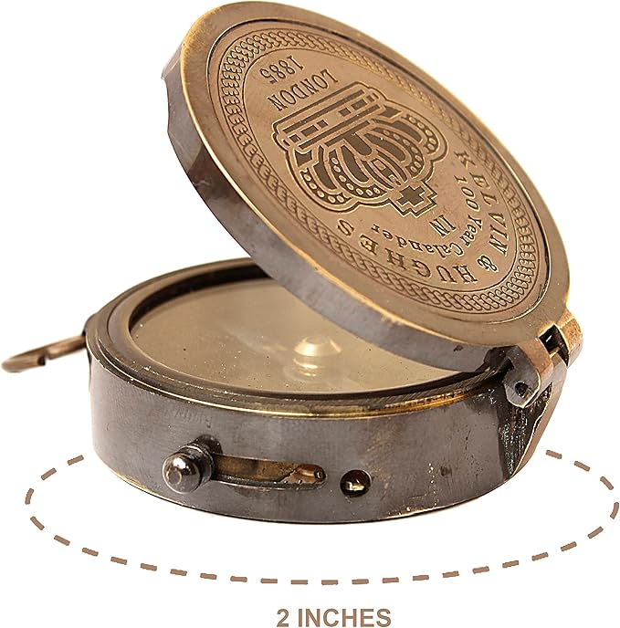 Solid brass pocket-sized compass ideal for hiking, camping, and travel