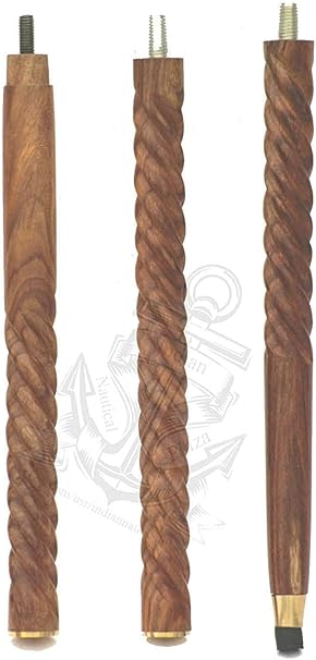 Wooden walking cane with spindle shaft and golden finish designed for men