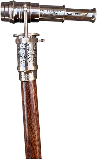 Steampunk fancy marine walking stick for men and women with brass accents