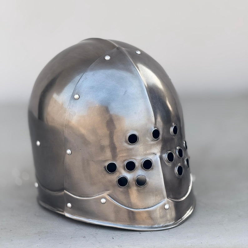 Steampunk and gothic style medieval marauder helmet – durable steel LARP armor piece