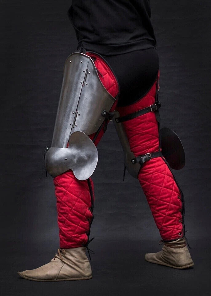 Full steel leg armor with knees for LARP and medieval reenactment costume