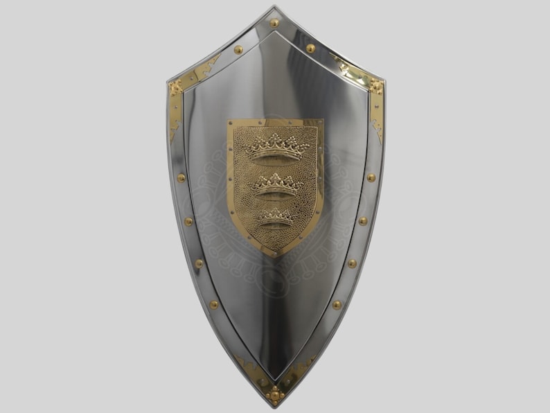 Three-crowns medieval shield for wall hanging and historical reenactment