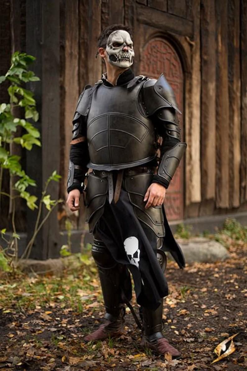 Close-up of Undead Knight Armor bracers and greaves with rolled edge finish
