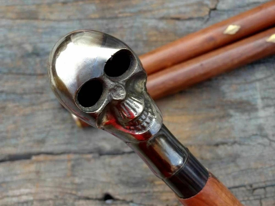 Unique Christmas gift vintage antique walking stick cane with brass handle