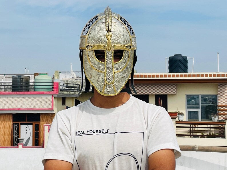Vendel helmet perfect for cosplay, LARP costume, and Viking gift