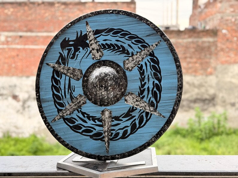 Viking Ouroboros Dragon Shield – Ideal Gift for Norse Warrior Fans and Medieval Enthusiasts