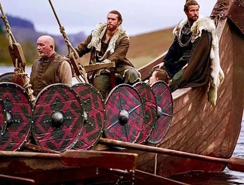 24-inch round Viking shield made of wood and steel, battle-ready design