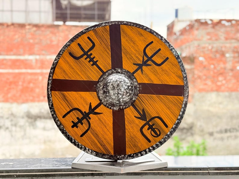 Norse Warrior Viking Shield for LARP Cosplay – Authentic Wooden Round Shield
