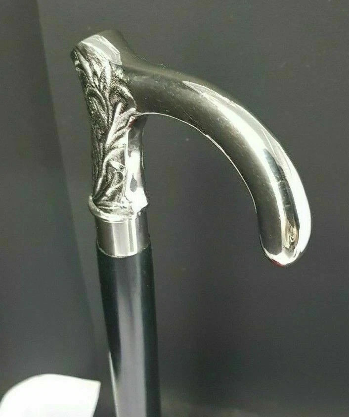 Vintage brass head walking stick wooden cane collectible gift