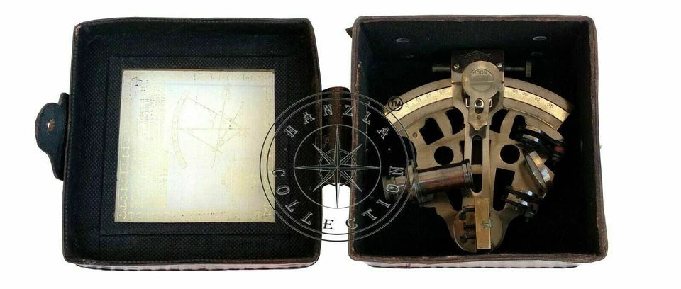 Vintage-style handmade brass sextant used as a marine navigation tool