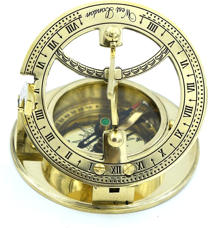 Vintage Brass Sundial Compass Ship Replica - Classic Nautical Gift
