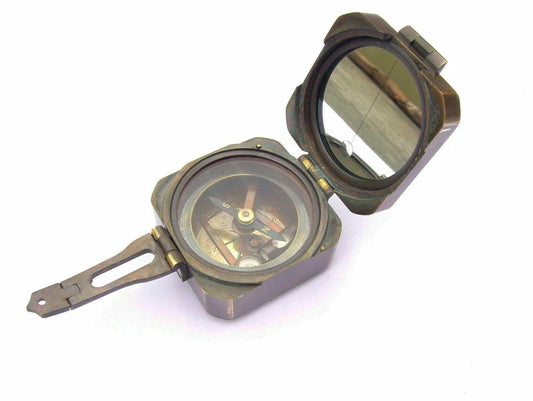 Handcrafted maritime compass, brass and glass, Kelvin & Hughes 1917 design by Artisans Hub
