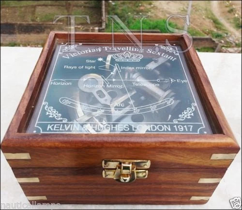 Vintage nautical brass sextant collectible marine navigation tool with antique finish
