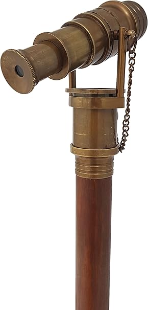 Vintage-style brass cane with nautical theme for decorative collection