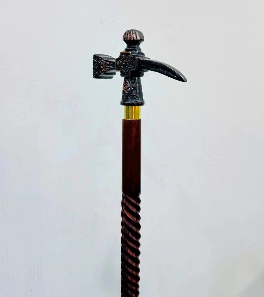 Secondary side view of the Axe Walking Cane, showing detailed nautical design elements