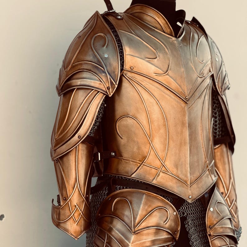 Wearable medieval Elven cuirass armor shown from side angle