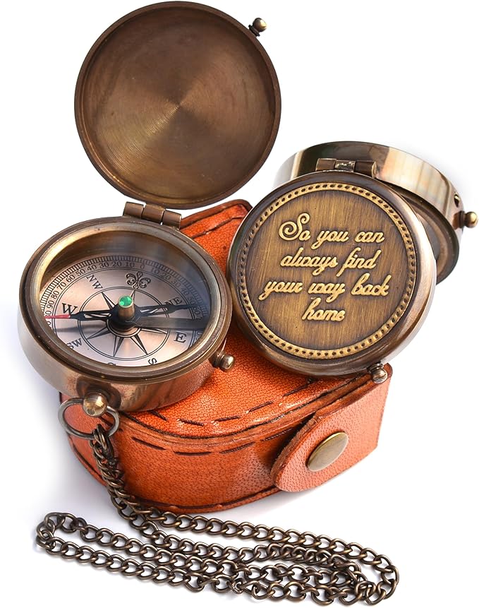 Wedding anniversary gift engraved compass - 'So You Can Always Find Your Way Back Home' quote