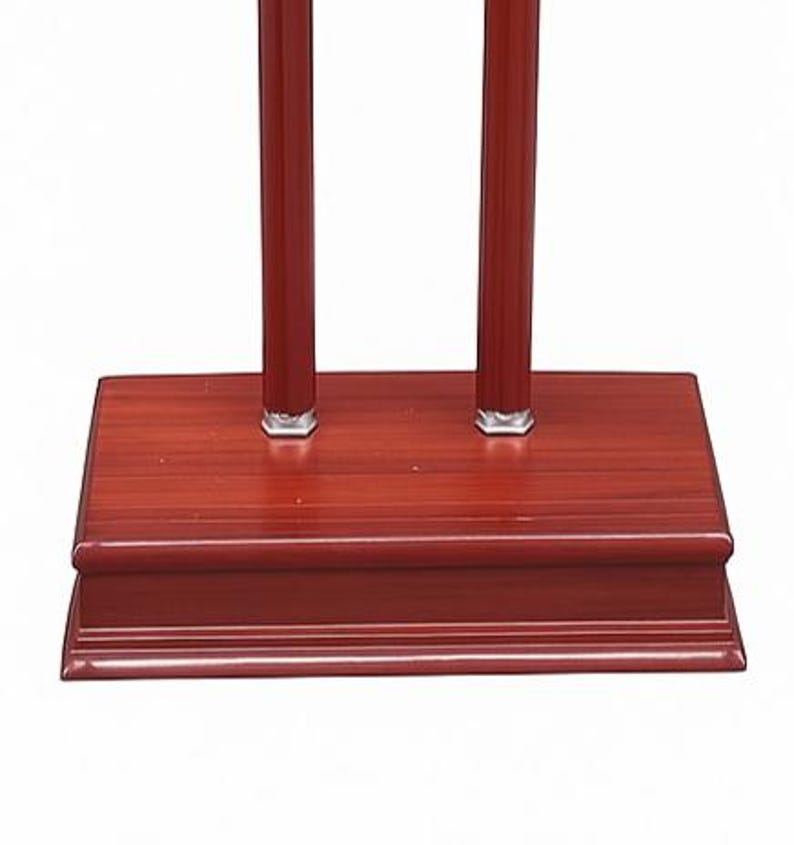 Wooden knight display stand designed to showcase helmets, chest armor, and medieval armor collections