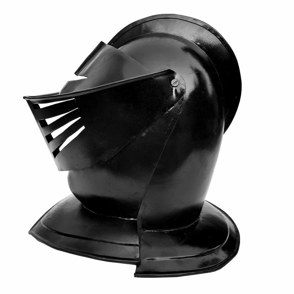 Traditional wooden Viking shield with heavy metal reinforcement for medieval reenactment