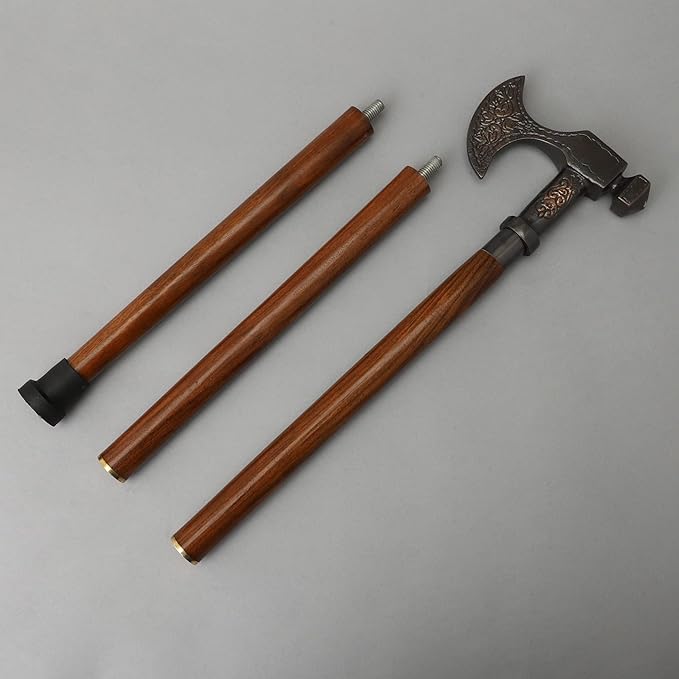 Wooden walking cane with replaceable rubber tip for safety