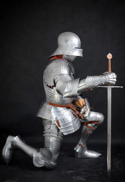 Authentic 15th century German Gothic knight armor made from forged stainless steel