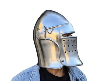 Barbuta Armor Helmet - Opening Visor for LARP & Renaissance Costume