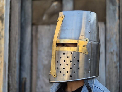 Knight Templar Helmet - Crusader Medieval Armor, Unique Gift for Him