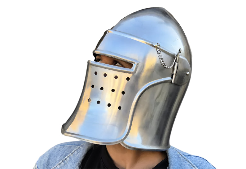 Barbuta Armor Helmet - Opening Visor for LARP & Renaissance Costume