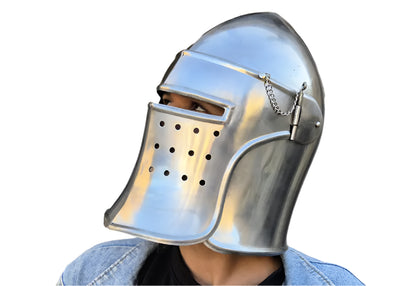 Barbuta Armor Helmet - Opening Visor for LARP & Renaissance Costume