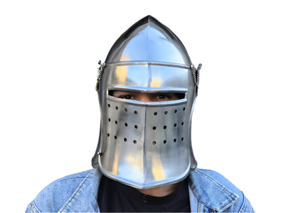 Barbuta Armor Helmet - Opening Visor for LARP & Renaissance Costume