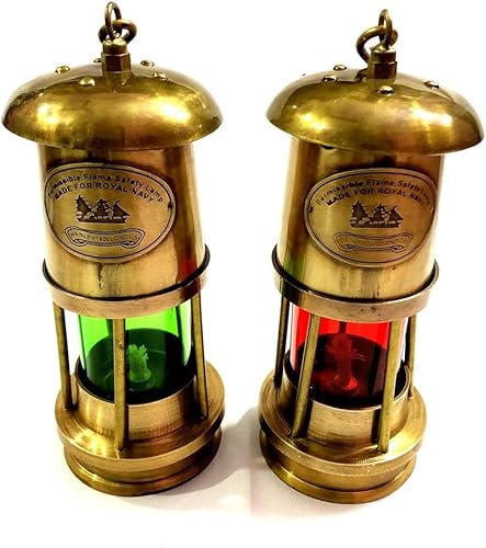 6 Inch Nautical Maritime Brass Minor Oil Lamp with Antique Finish – Front View