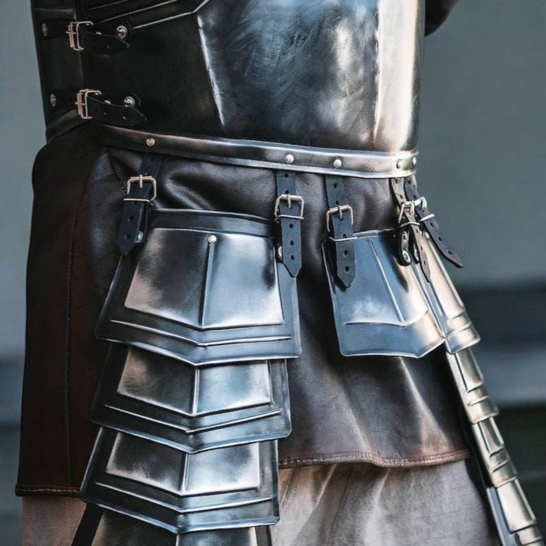 Handmade Dwarven armor with adjustable leather straps – back view