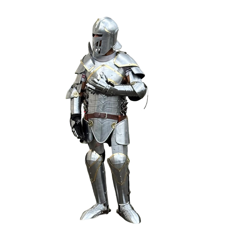 Complete Aegis Prime knight armor suit on display for collectors and Renaissance fair use