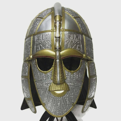 Anglo-Saxon Helmet with Chainmail Aventail for Historical Reenactment