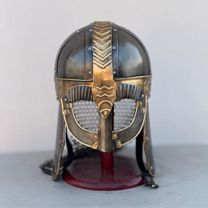 Authentic Anglo-Saxons medieval helmet replica with detailed craftsmanship