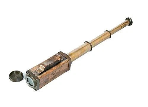 Antique brass 18-inch telescope with leather cover by Artisans Hub

