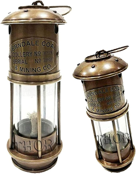 Antique Style Nautical Brass Miner Ship Lantern Oil Lamp 6 Inch Vintage Maritime Decor