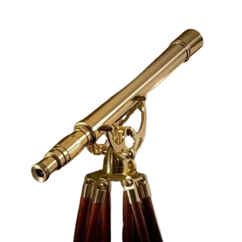 Artisans Hub 39-inch brass antique nautical floor-standing telescope with wooden tripod stand


