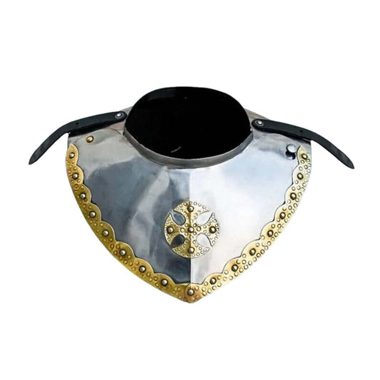 Front view of handcrafted Medieval Steel Gorget Neck Guard by Artisans Hub
