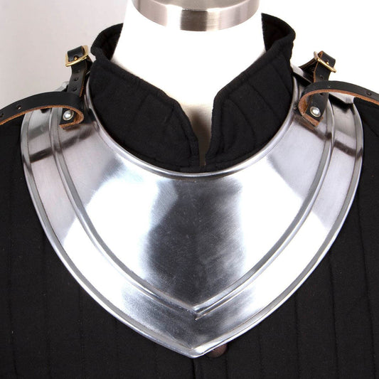 Front view of handcrafted two-piece Medieval Steel Gorget by Artisans Hub

