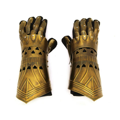 Artisans Hub medieval warrior metal gothic knight style gauntlets made of functional carbon steel with leather inserts