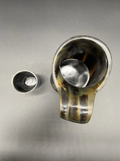 Close-up of leak-proof ox horn Viking tankard by Artisans Hub

