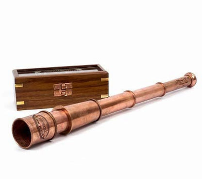 Artisans Hub Vintage 1915 Retro Marine Telescope with copper finish, shown fully extended