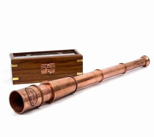 Artisans Hub Vintage 1915 Retro Marine Telescope with copper finish, shown fully extended