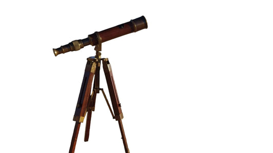 Artisans Hub vintage brass telescope on handcrafted wooden stand – nautical decorative piece