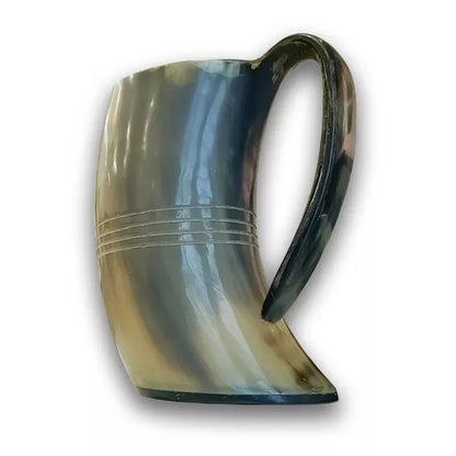 Artisans Hub vintage Viking tankard natural horn mug, 6.5 inches tall

