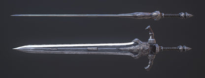 Close-up back view of the Greatsword of Artorias – Real steel fantasy replica by Artisans Hub

