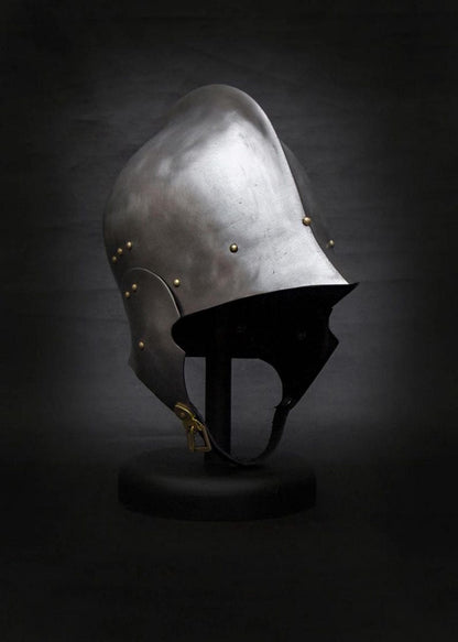 Buy authentic handcrafted medieval steel helm – Gothic knight helmet for stage, theater, and historic display